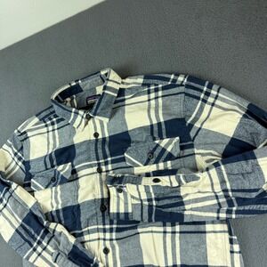 Patagonia Shirt‎ Men's L Blue Fjord Flannel Plaid Flap Pockets Outdoor Gorpcore